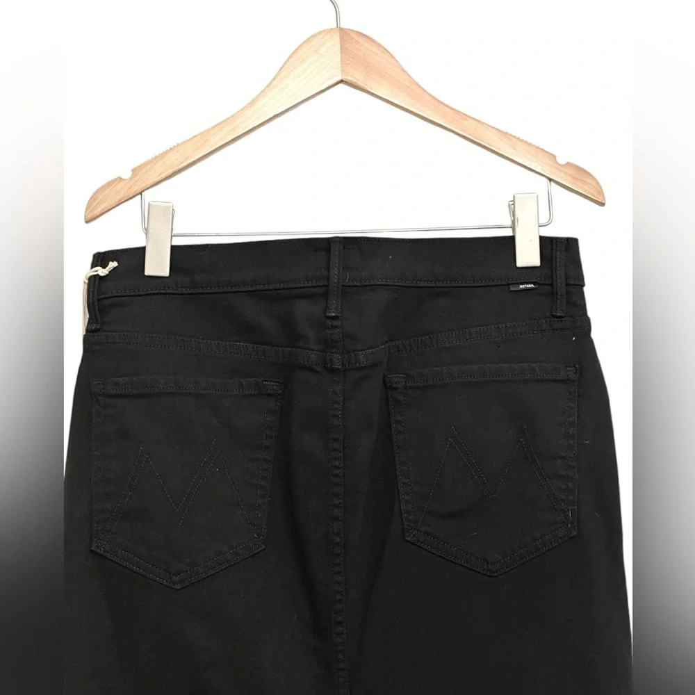 NWT MOTHER The flagpole Denim Maxi Skirt in Pitch Black Size 30